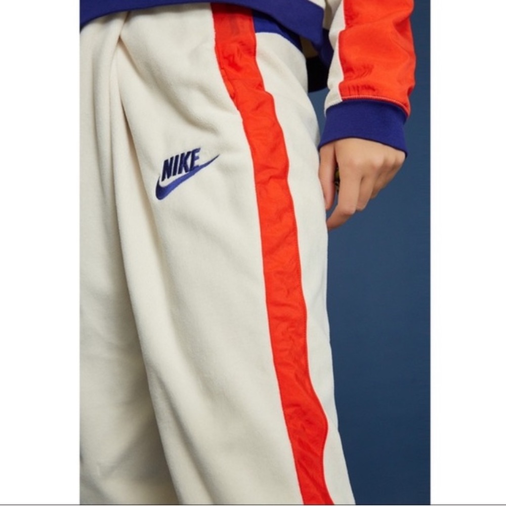 Nike Polar Fleece Stripe Red Blue Cream Joggers Sweatpants L - Picture 3 of 12